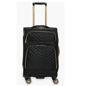 Kenneth Cole Black & Gold Chelsea 20-Inch Quilted Expandable Suitcase - Reemoly